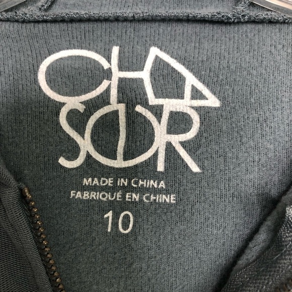 𝅺Chaser Teal white striped zip front hoodie - Picture 5 of 8